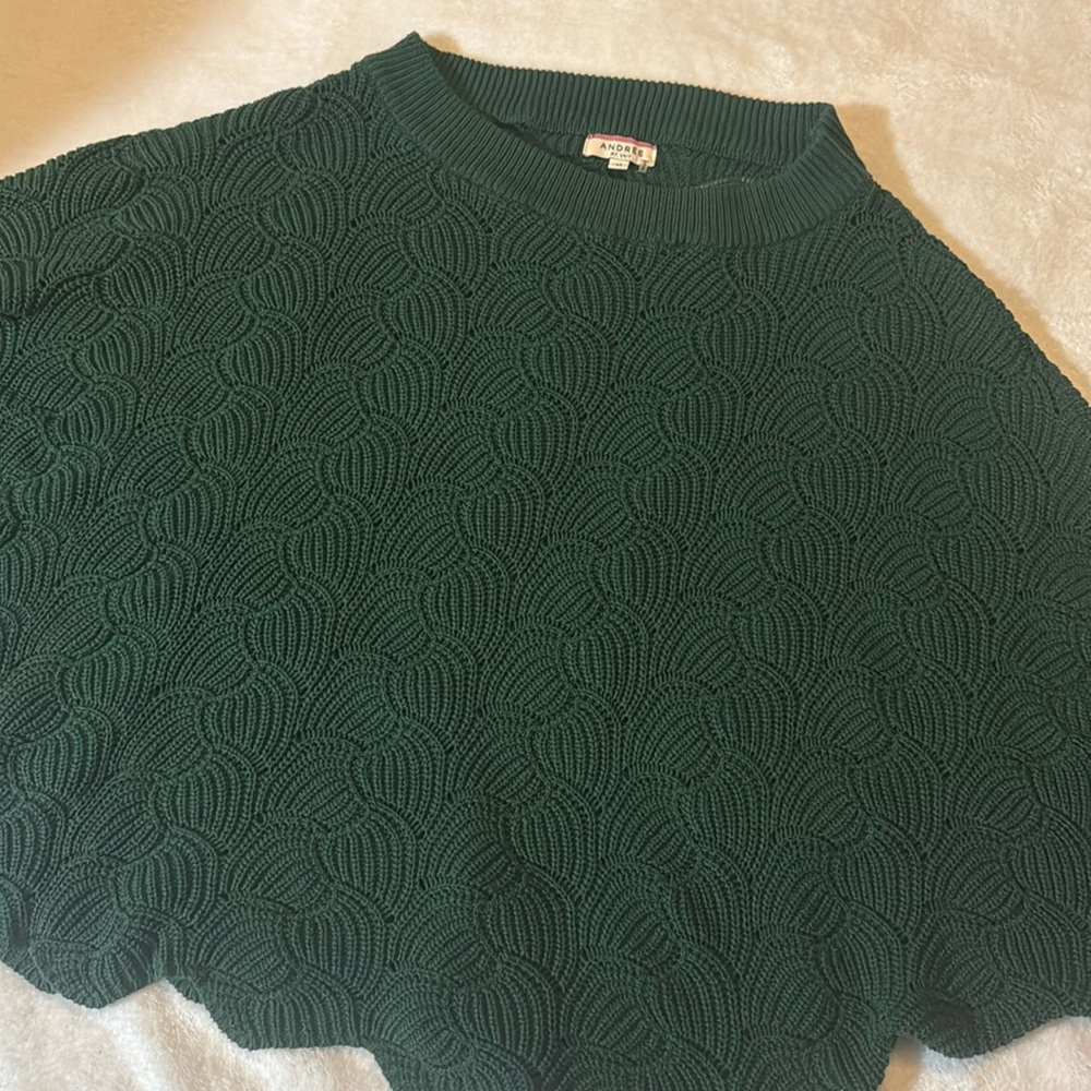 Green Sweater with Scalloped Bottom from Andree by Unit Size Medium - Picture 1 of 7